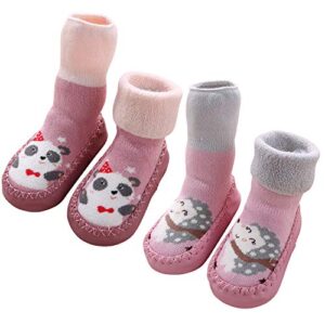 Adorel Calcetines Zapatos Antideslizantes Forros Bebé 2 Pare Erizo y Panda 17-19 EU (Tamaño del Fabricante 12)