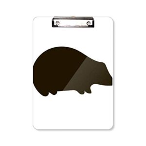 Black Erizo Animal Portrayal Porportapapeles Carpeta Escritura Pad Placa de respaldo A4