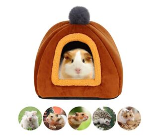 Cama para Conejillos de Indias,Casa para Conejillos de Indias,Cave Cozy Hamster House,Escondite grande para Erizo Chinchilla,Nido de invierno Accesorios para hámsteres de mascotas pequeñas (Brown)