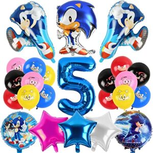 Globos Sonic, 5 er Sonic Foil Globos, Sonic The Hedgehog Fiestas Decoración, 5 año Decoracion Cumpleaños Sonic Globos, Globos de Erizo, Sonic de Tema de La Fiesta de Globos Decoración