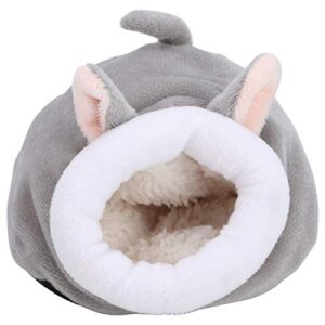 HEEPDD Jaula de Cama para Mascotas, casa cálida de algodón de Invierno para hámster Cama cálida Casa de Ardilla de Animales pequeños para Hamster Erizo(Gris)