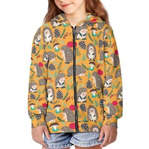 HELLHERO Sudadera con capucha y cremallera para niños y niñas ropa de otoño, Erizo, 11-13 Años