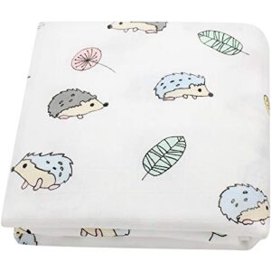 LifeTree Bebé Muselina Swaddle Manta,Diseño de Erizo Bambú Algodon Muselinas 120×120 cm Mantitas para Bebes, Envoltura de Muselina