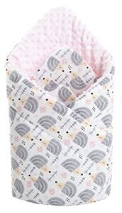 Medi Partners Saco de Dormir recién Nacido Minky 100% Algodón 75x75cm Todo el año Croissant para niños Multifuncional Antialérgico (Erizos con Rosa Claro Minky)