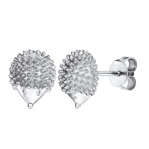 Pendientes animales erizo para mujer plata de ley 925 material hipoalergénico tono platino plateado aretes de moda para orejas regalo cumpleaños joyerías delicadas de parejas