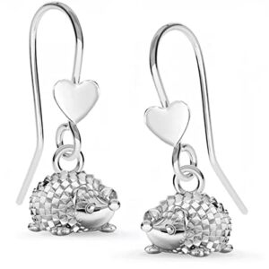 Pendientes colgantes con forma de erizo en forma de corazón, plata de ley 925, para mujer, Plata de ley, No aplicable