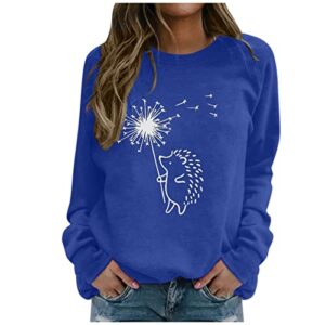 Sudadera para Mujer Hoodie 2022 Blusas Superiores de Moda para Mujer Sudaderas con Capucha de Manga Larga con Estampado de Erizo Blusa de Moda Informal Jersey Sudadera Punto Mujer