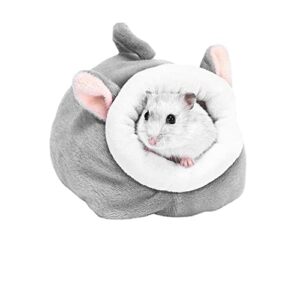 Zerodis Mini cama de hámster, forma de animal de dibujos animados invierno cálido cama para dormir nido para animales pequeños ratones erizo rata enano hámster gerbil (gris)